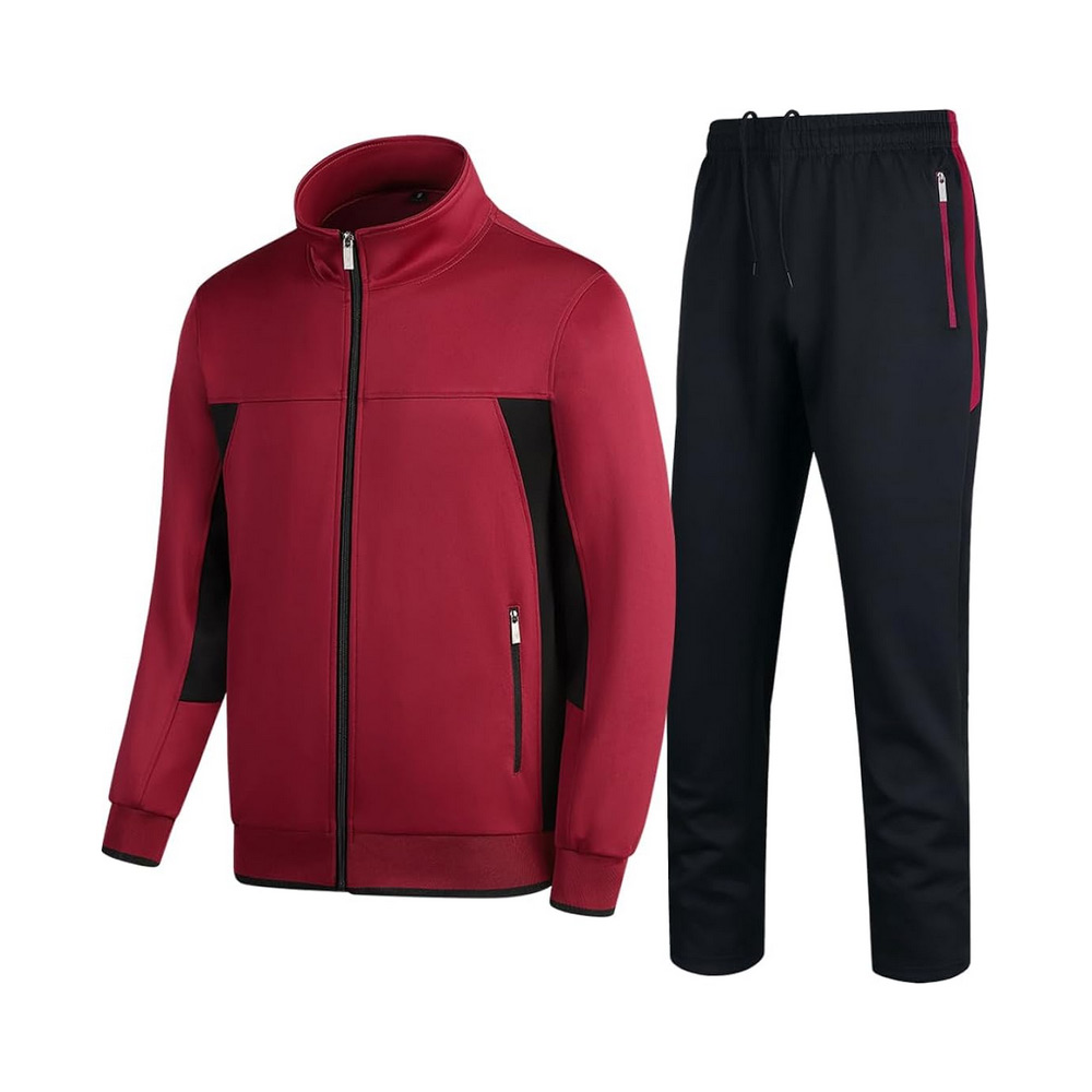 Men Track Suits Sets Long Sleeve Full-zip Sweatsuit