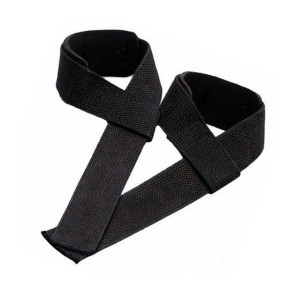 Anti Slip Unisex Cotton Black Weight Lifting Straps